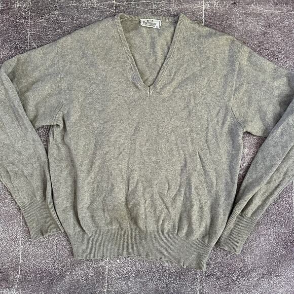 Men's Vintage 60's Forstmann 100% Cashmere Gray V Neck Pullover Sweater Sz 44 - Picture 1 of 5